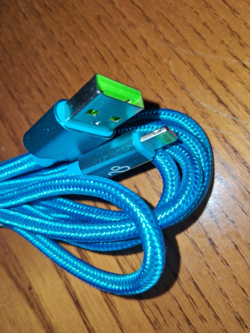 Blue Braided Lightning to Type C To USB Charging Cable 6ft